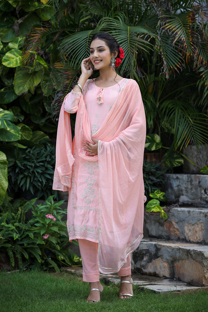 Kaajh Pink Modal Silk Suit Set For Women - Distacart