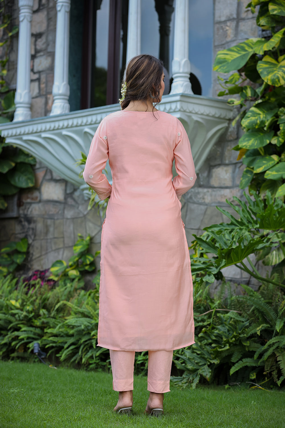 Kaajh Women's Pink Modal Silk Suit Set - Distacart