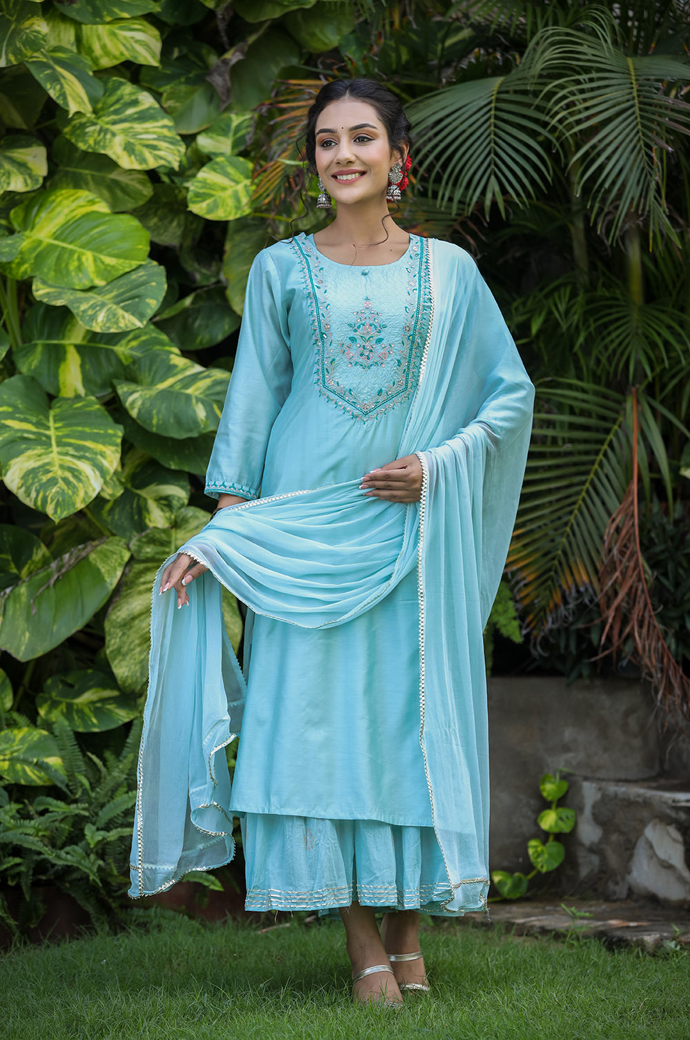 Kaajh Women's Sea Green Modal Silk Suit Set - Distacart