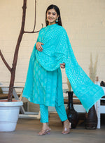 Thumbnail for Kaajh Green Floral Printed Kurta Pant Set For Women - Distacart