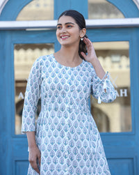 Thumbnail for Kaajh White Printed Cotton Shirt Style Tunic Top - Distacart