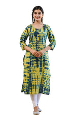 Thumbnail for Kaajh Women's Green Shibori Tie Dye Cotton Casual Kurta - Distacart
