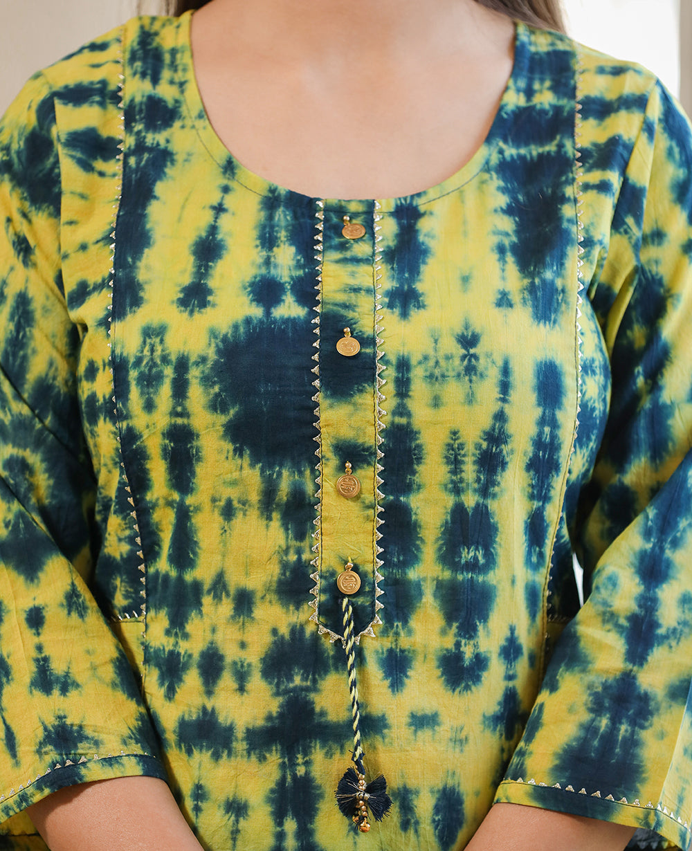 Kaajh Women's Green Shibori Tie Dye Cotton Casual Kurta - Distacart