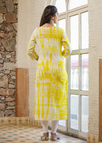 Thumbnail for Kaajh Women's Yellow Shibori Tie Dye Cotton Casual Kurta - Distacart