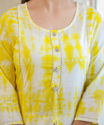 Thumbnail for Kaajh Women's Yellow Shibori Tie Dye Cotton Casual Kurta - Distacart