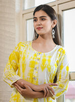Thumbnail for Kaajh Women's Yellow Shibori Tie Dye Cotton Casual Kurta - Distacart