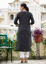 Thumbnail for Kaajh Women's Black Chikhankari Embroidered Kurta Pant Set - Distacart