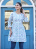 Kaajh White Floral Print Cotton Shirt Tunic - Distacart