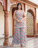 Kaajh Women's Sky Blue Floral Printed Kurta With Sharara - Distacart