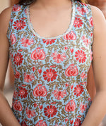 Thumbnail for Kaajh Women's Sky Blue Floral Printed Kurta With Sharara - Distacart