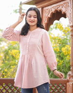 Thumbnail for Kaajh Women's Pastel Peach Cotton Tunic Top - Distacart