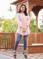 Thumbnail for Kaajh Women's Pastel Peach Cotton Tunic Top - Distacart