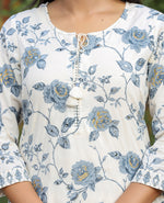 Thumbnail for Kaajh Women's Grey Floral Print Cotton Kurta Pant Set - Distacart