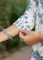 Thumbnail for Kaajh Women's Grey Floral Print Cotton Kurta Pant Set - Distacart