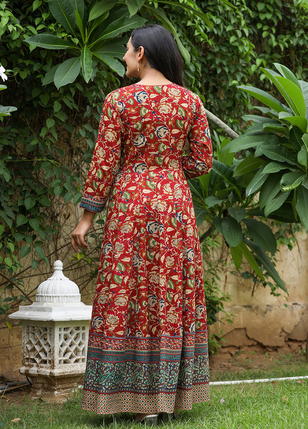 Kaajh Women's Maroon Kalamkari Print Viscose Rayon Cord Set - Distacart