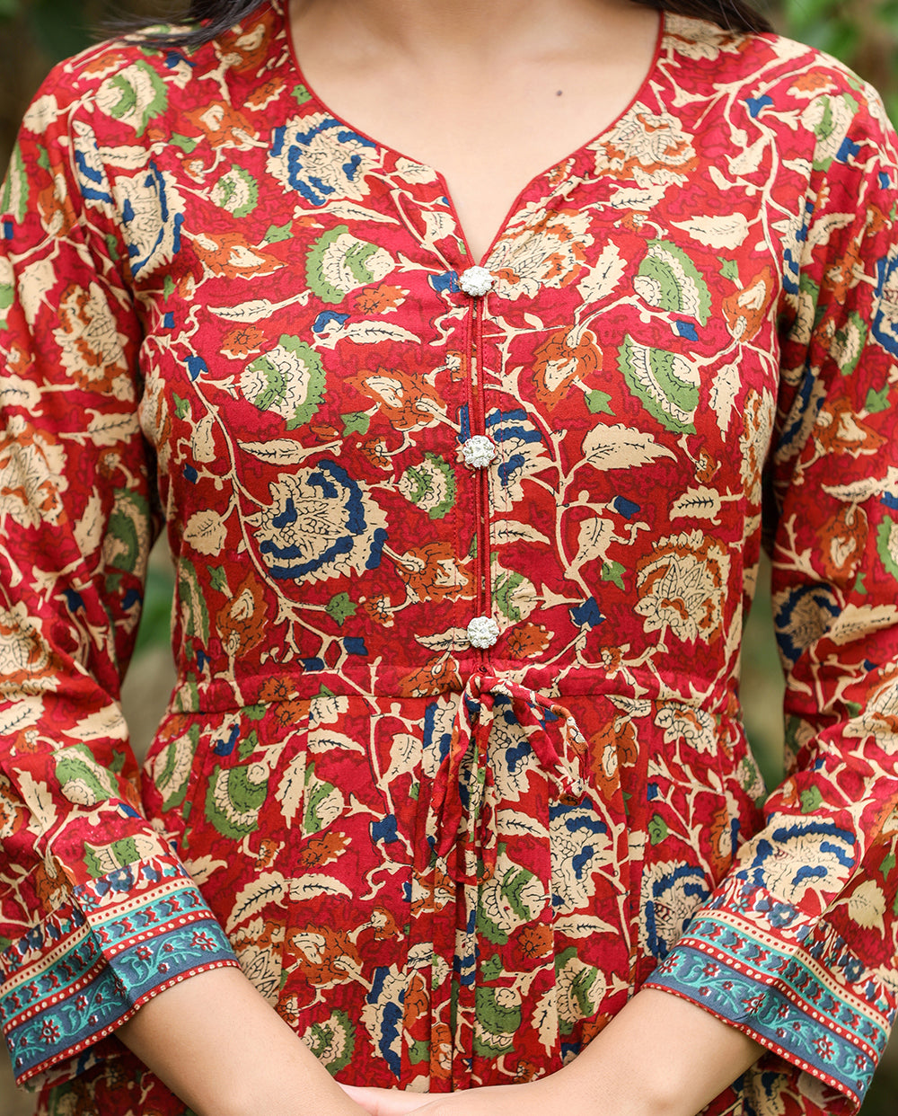 Kaajh Women's Maroon Kalamkari Print Viscose Rayon Cord Set - Distacart