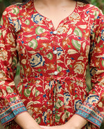 Thumbnail for Kaajh Women's Maroon Kalamkari Print Viscose Rayon Cord Set - Distacart