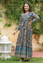 Thumbnail for Kaajh Women's Blue Kalamkari Print Viscose Rayon Cord Set - Distacart