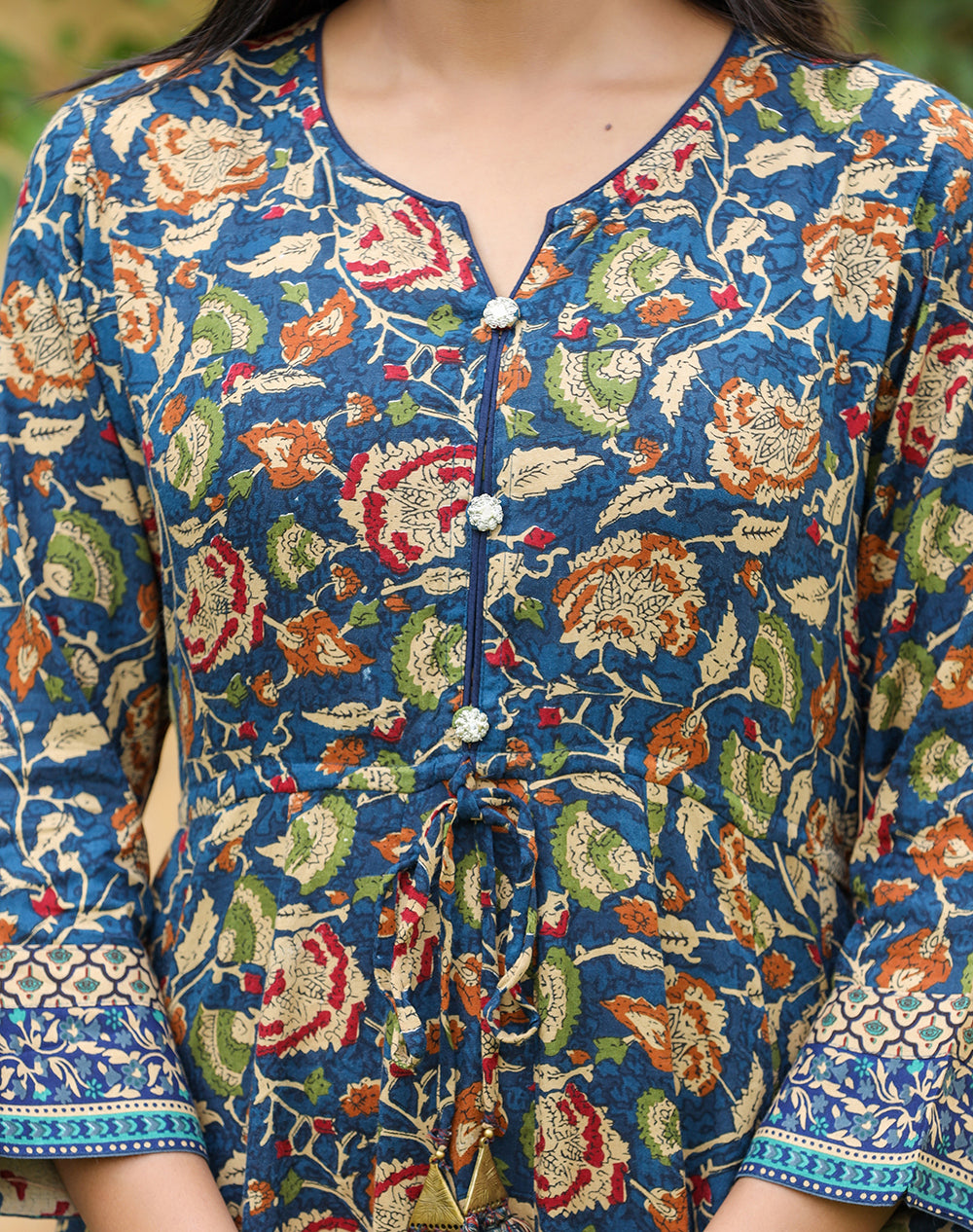 Kaajh Women's Blue Kalamkari Print Viscose Rayon Cord Set - Distacart