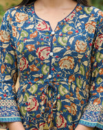 Thumbnail for Kaajh Women's Blue Kalamkari Print Viscose Rayon Anarkali Dress - Distacart