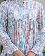 Thumbnail for Kaajh Women's White Blue Printed Cotton Top - Distacart