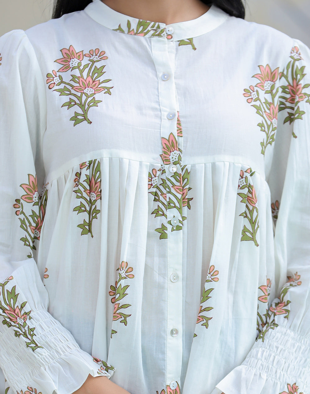 Kaajh Women's White Floral Printed Cotton Top - Distacart