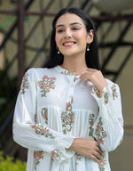 Thumbnail for Kaajh Women's White Floral Printed Cotton Top - Distacart