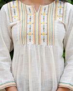 Thumbnail for Kaajh Women's Off White Embroidered Cotton Top - Distacart