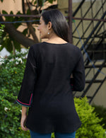 Thumbnail for Kaajh Women's Black Embroidered Cotton Top - Distacart