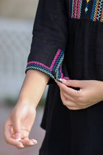 Thumbnail for Kaajh Women's Black Embroidered Cotton Top - Distacart