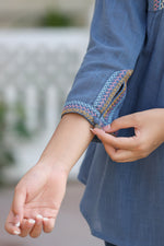 Thumbnail for Kaajh Women's Light Blue Embroidered Cotton Top - Distacart
