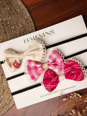 Halemons Girlish Baby Girl Toddler Handmade Bow Hair Bands Pack of 3 - Distacart