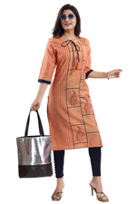 Thumbnail for Snehal Creations Saffron Gold South Cotton Block Print Kurta - Distacart