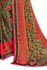 Thumbnail for Vamika Golden Yellow Designer Chiffon Brasso Saree With Exclusive Banarasi Lace - Distacart