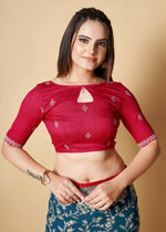 Thumbnail for Vastrasky Teal Organza Saree - Distacart