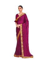 Thumbnail for Vamika Purple Designer Cadbury Chiffon Banarasi Lace Saree - Distacart