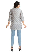 Thumbnail for Snehal Creations Gracious Gray Rayon Short Kurti Tunic Top - Distacart