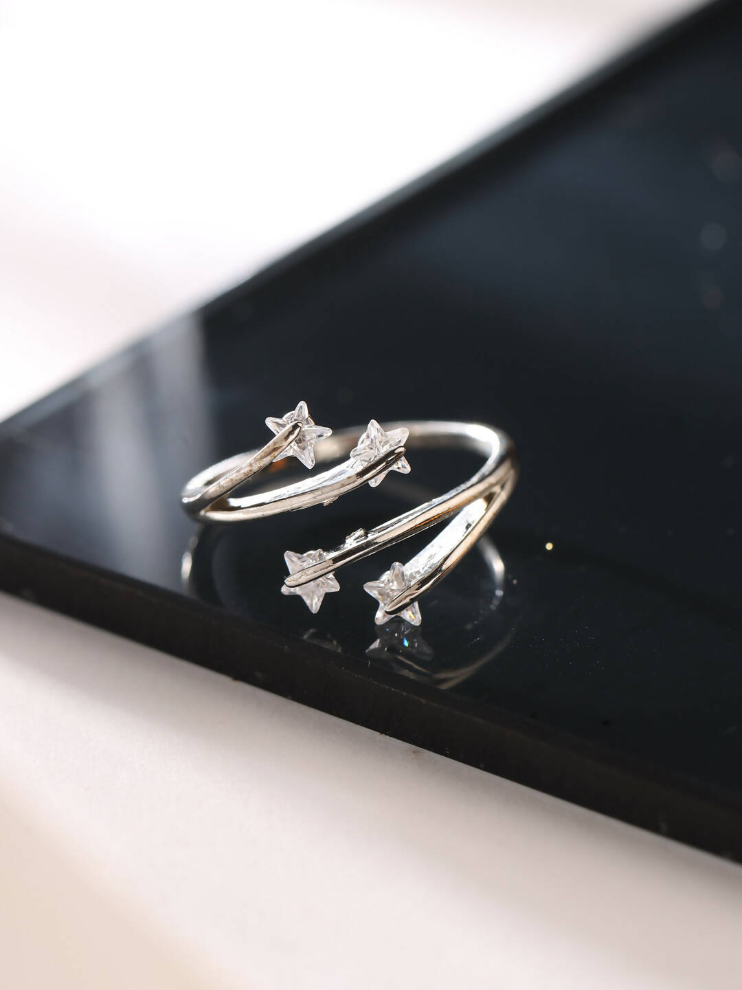 NVR Women's Stylish Latest Silver Plated Ring With Ad Stones - Distacart