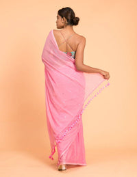 Thumbnail for Suta Pink Embellished Sequinned Pure Cotton Saree - Distacart