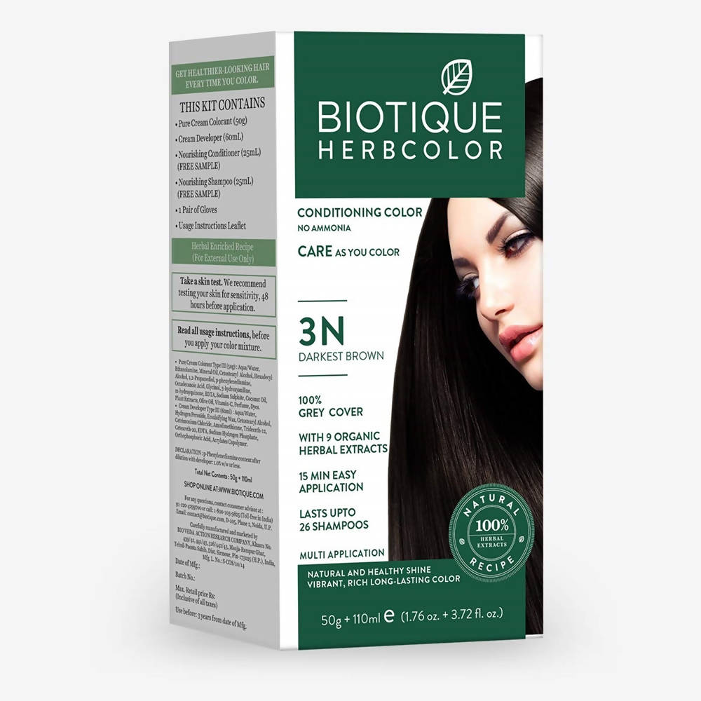 Biotique Herbcolor 3N Darkest Brown - Distacart