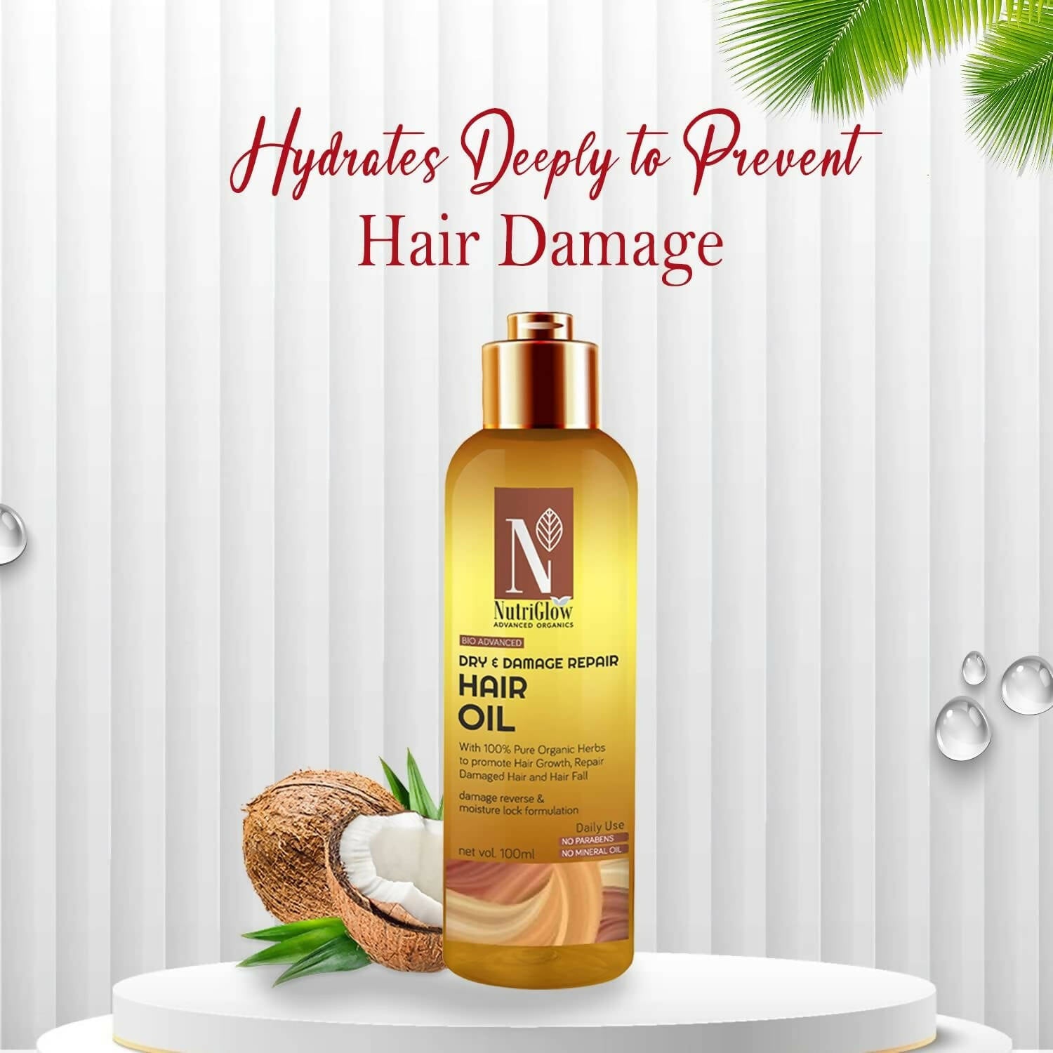 NutriGlow Advanced Organics Bio Advanced Dry and Damage Repair Hair Oil - Distacart