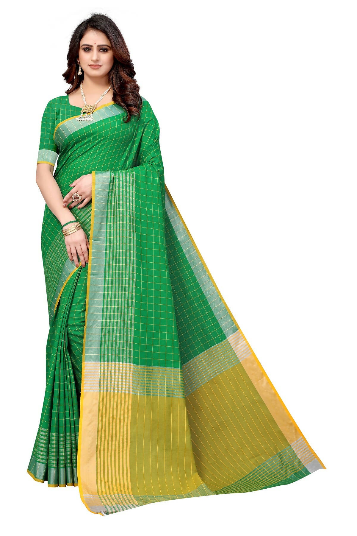 Vamika Green Cotton Silk Saree - Distacart