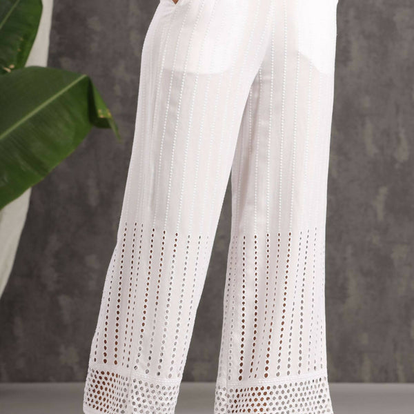 Juniper Women White Rayon Woven Design Flared Palazzo - Distacart