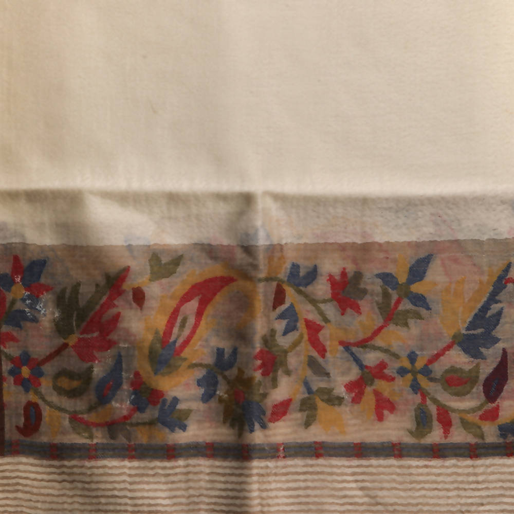 Nizalia Cashmere Fine Wool Beige Red Kani Palla Stole