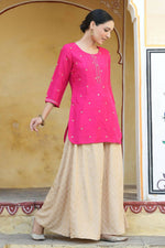 Thumbnail for Juniper Women Fuchsia Shantoon Embroidered Straight Tunic - Distacart