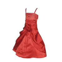Thumbnail for Asmaani Baby Girl's Red Satin A-Line Maxi Full Length Dress (AS-DRESS_22021) - Distacart