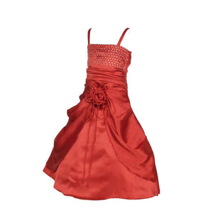 Asmaani Baby Girl's Red Satin A-Line Maxi Full Length Dress (AS-DRESS_22021) - Distacart