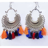Thumbnail for Afghani Multi Color Silk Threads Design Hanging Earrings
