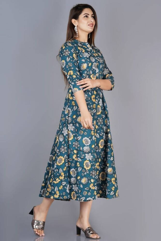 Vamika Cotton Sea Green Party Wear Kurti