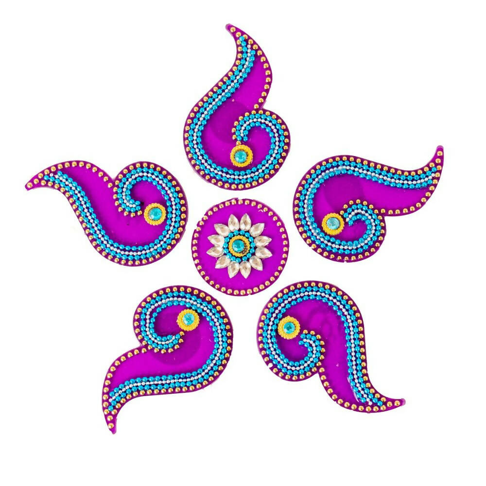 Kundan HandiKrafts Curved Designer Rangoli Purple (Baby) - Distacart